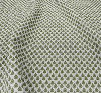 Kira-Nat Khaki - Curtain fabric with Green botanical print