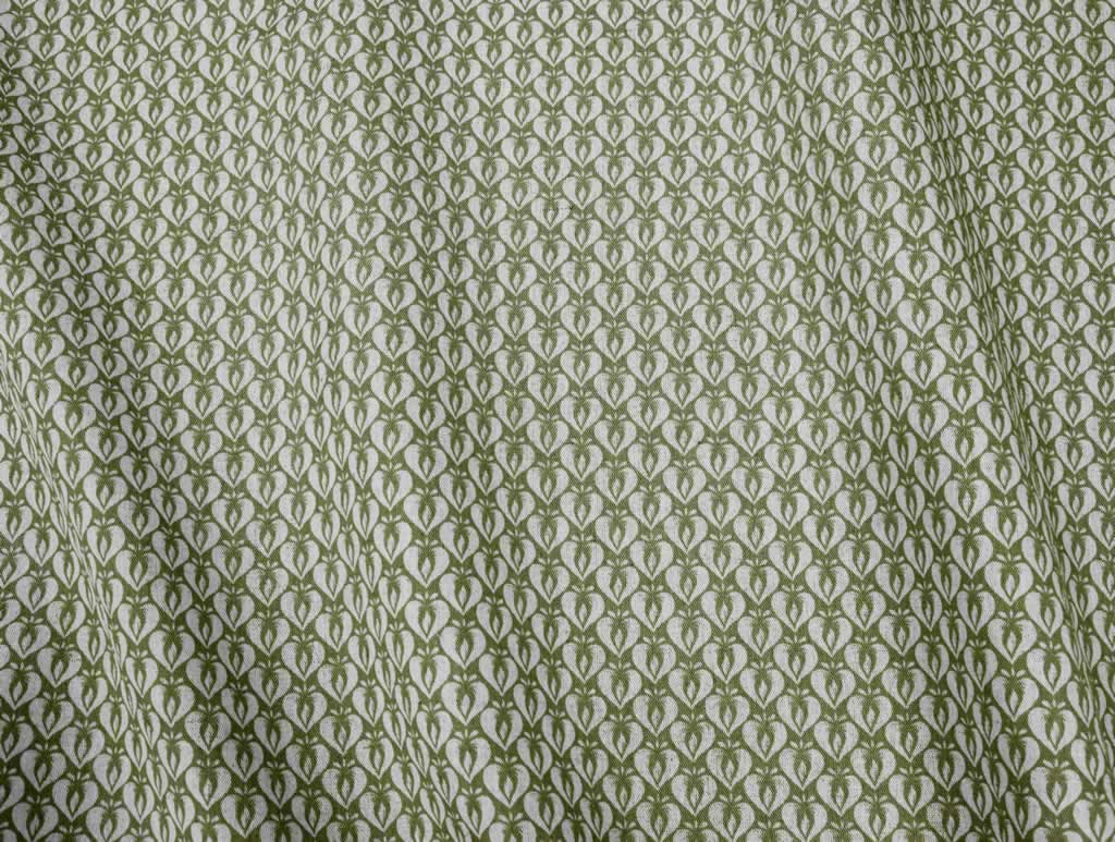 Mimosa Khaki - Curtain fabric with Green abstract print