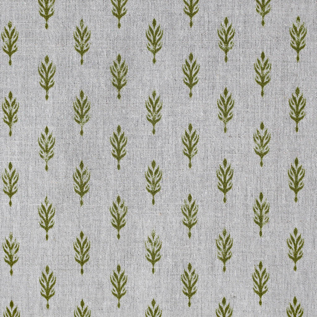 Sariann Khaki - Curtain fabric with Green botanical print
