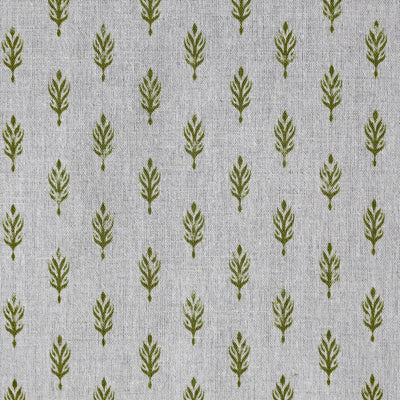 Sariann Khaki - Curtain fabric with Green botanical print