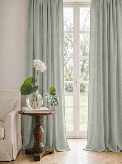 Light Blue Linen Curtains - Cotton lined. Made of pre-washed 100% linen Bianco Aqua by Ada & Ina.