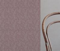 Red Patterned Linen Curtain Fabric - Alma Wine - Natural base fabric.