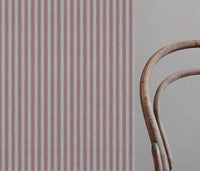Pink Striped Linen Curtain Fabric - Lisabella Dusty Pink - Natural base fabric.