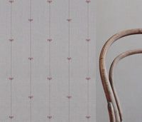 Red Striped Linen Curtain Fabric - Mimmi Crimson Red - Natural base fabric.