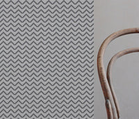 Grey Patterned Linen Curtain Fabric - Azig Ash - Natural base fabric.