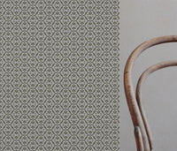 Green Patterned Linen Curtain Fabric - Brita Seaweed - Natural base fabric.