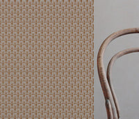 Orange Patterned Linen Curtain Fabric - Elva Tangerine - Natural base fabric.