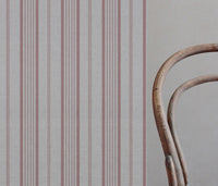 Pink Striped Linen Curtain Fabric - Freja Dusty Pink - Natural base fabric.