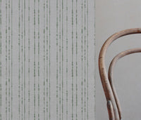 Green Patterned Linen Curtain Fabric - Pearls Jade Mist - Natural base fabric.