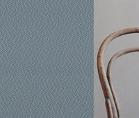 Blue Patterned Linen Curtain Fabric - Vera True Blue - Natural base fabric.