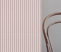 Pink Patterned Linen Curtain Fabric - Fionna Peony-WHT - White base fabric.