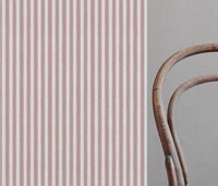 Pink Striped Linen Curtain Fabric - Lisabella Peony-WHT - White base fabric.