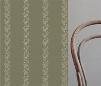 Shena Moss INV - White fabric with botanical Green inverted print