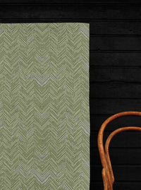 Lulu Emerald - White fabric with Green Print. Abstract Print, Linen Mix