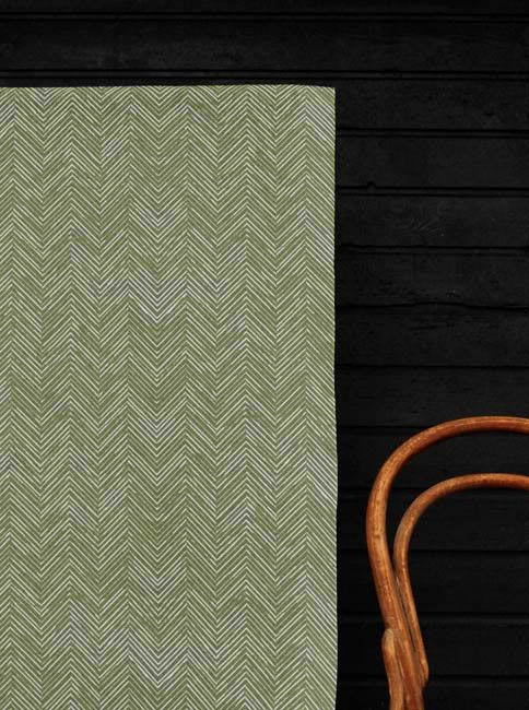 Lulu Emerald - White fabric with Green Print. Abstract Print, Linen Mix