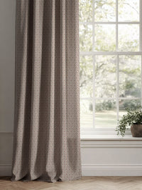 Pink Patterned Linen Curtains - Arina New Blush - Natural base fabric.
