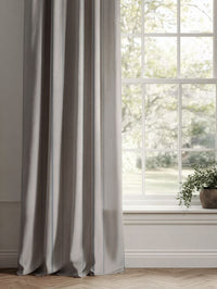 Blue Striped Linen Curtains - Inari Denim - Natural base fabric.