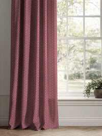 Red Botanical Linen Curtains - Saana Cherry - Natural base fabric.