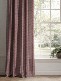 Red Patterned Linen Curtains - Safiya Wine - Natural base fabric.
