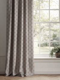Pink Botanical Linen Curtains - Sariann New Blush - Natural base fabric.