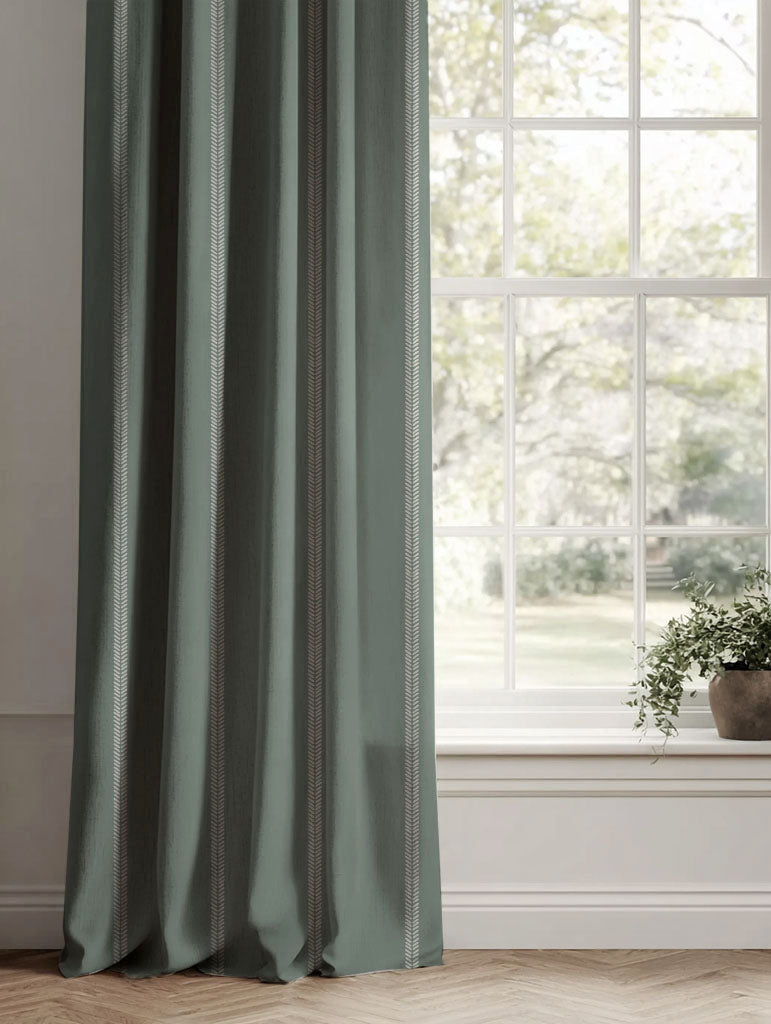Rana Sage - Light Green curtains with hand drawn stripes