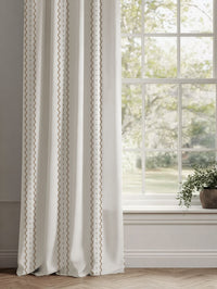 Brown Striped Linen Curtains - Daphne Pastel Brown-WHT - White base fabric.