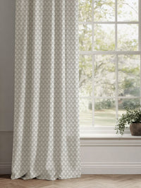 Neutral / Grey Botanical Linen Curtains - Kira Greige Clay - White base fabric.