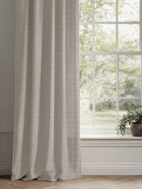 Brown Striped Linen Curtains - Maisa Nougat - White base fabric.