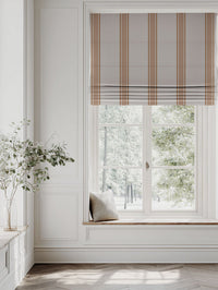 Orange Striped Linen Roman blind - Bella Tangerine - Natural base fabric.