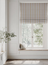 Yellow Striped Linen Roman blind - Inga-NAT Honey - Natural base fabric.
