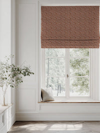Orange Floral Linen Roman blind - Miny Terracotta - Natural base fabric.