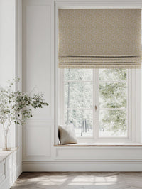 Yellow Botanical Linen Roman blind - Phila Mustard - Natural base fabric.