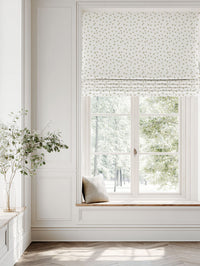 Neutral / Grey Spotted Linen Roman blind - Dottie Clay-WHT - White base fabric.