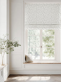 Grey Spotted Linen Roman blind - Dottie Greige-WHT - White base fabric.