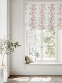 Pink Botanical Linen Roman blind - Galilea Pink - White base fabric.