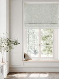 Orange Floral Linen Roman blind - Janika Tangerine - White base fabric.