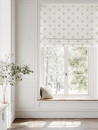 Pink Floral Linen Roman Blind - Maryam Pink-WHT - White base fabric.