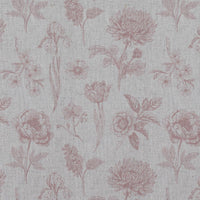 Pink Floral Linen Curtain Fabric - Cirian Dusty Pink - Natural base fabric.