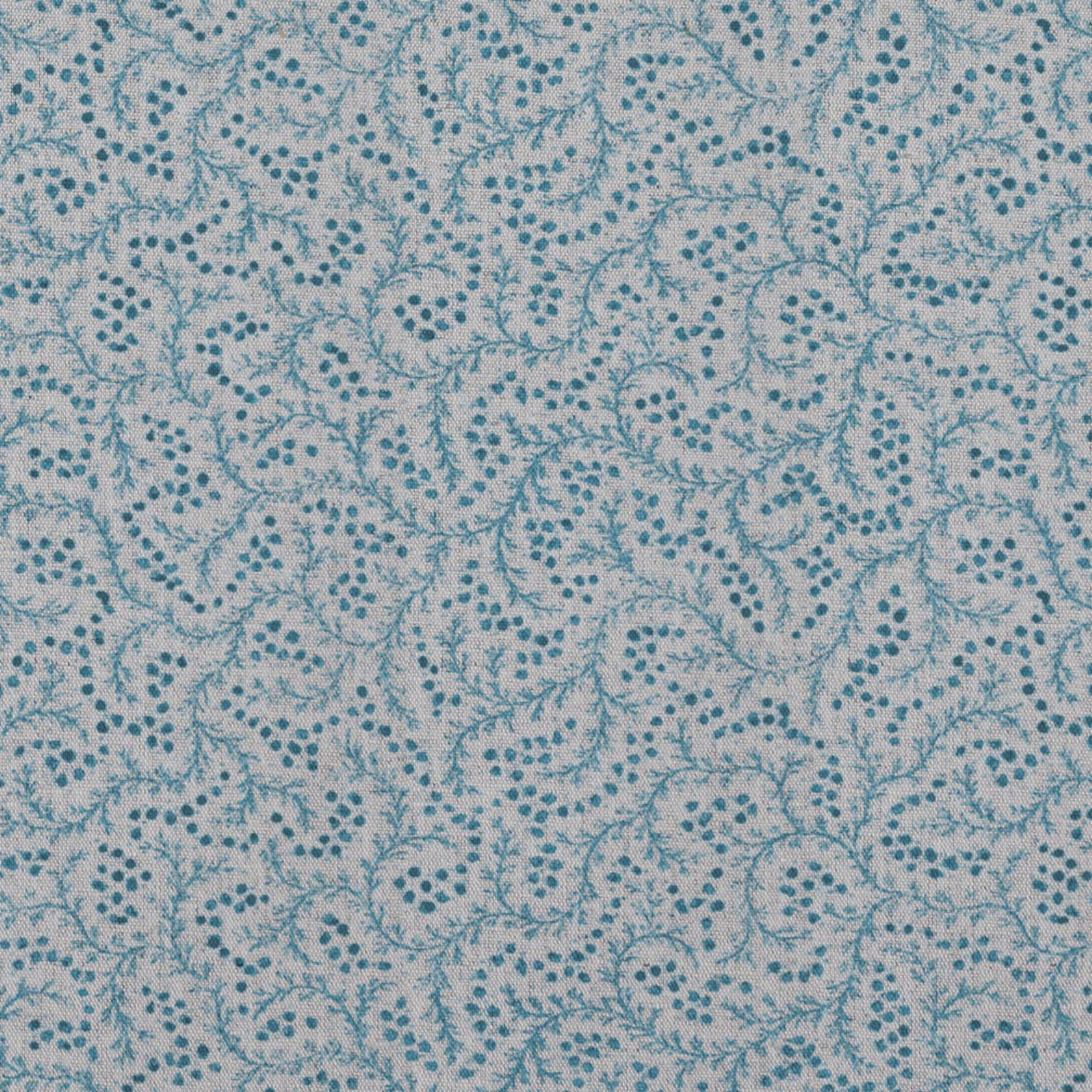 Blue Abstract Linen Curtain Fabric - Freeda Blue Stone - Natural base fabric.