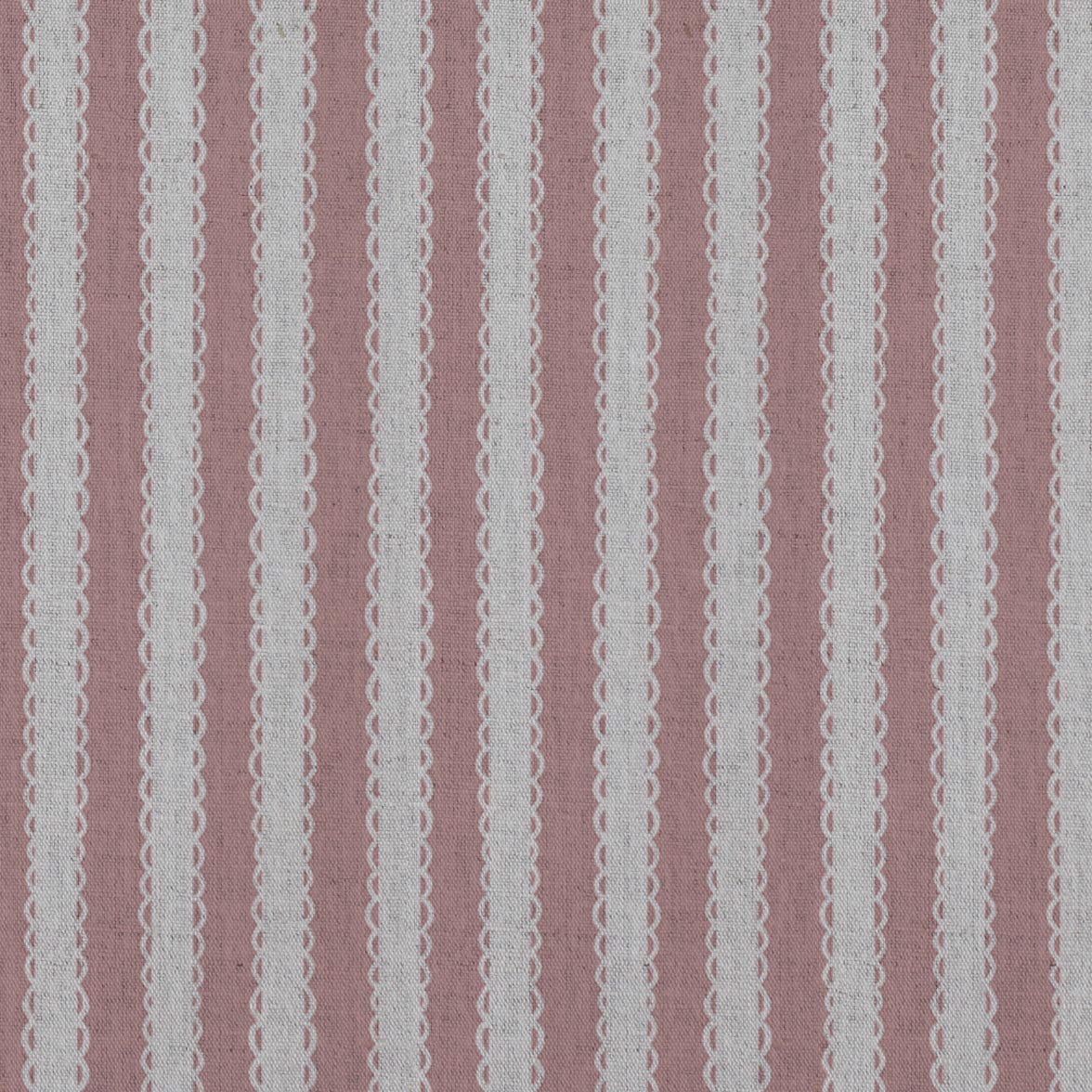 Pink Striped Linen Curtain Fabric - Lisabella Dusty Pink - Natural base fabric.