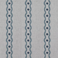 Blue Abstract Striped Linen Curtain Fabric - Margarie Blue - Natural base fabric.
