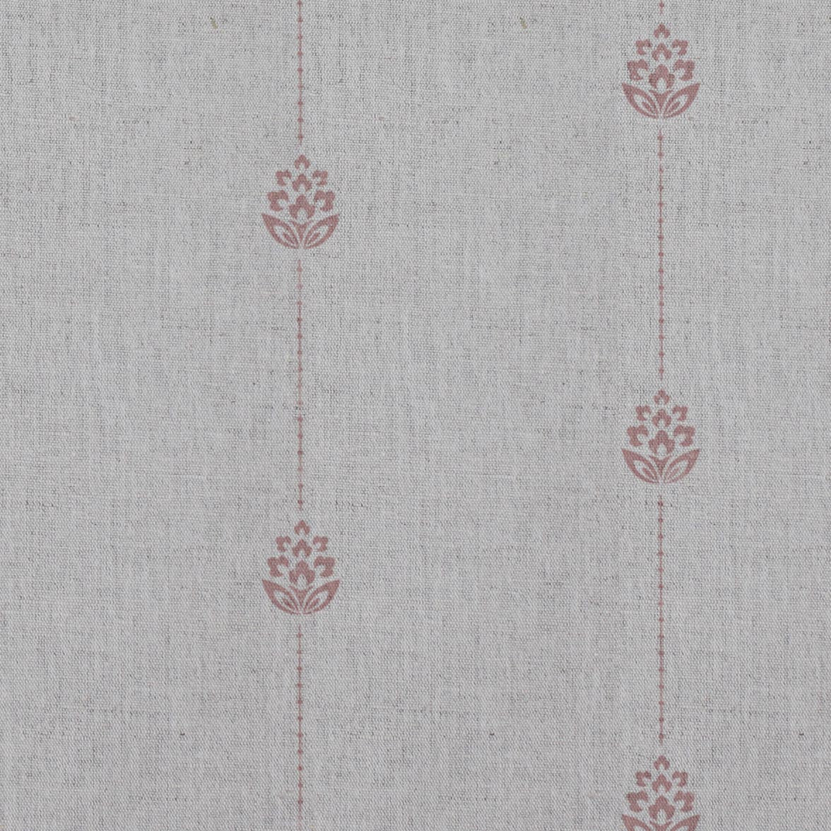 Pink Patterned Stripe Linen Curtain Fabric - Maybel Dusty Pink - Natural base fabric.