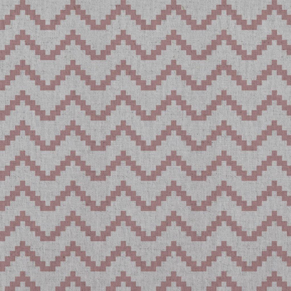 Pink Patterned Linen Curtain Fabric - Azig Dusty Pink - Natural base fabric.