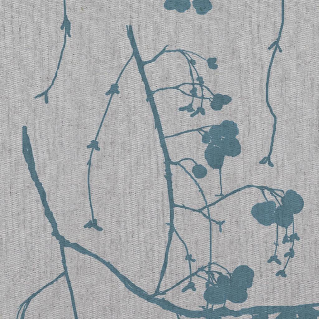 Berry Marine - Botanical Blue print on Linen Cotton fabric