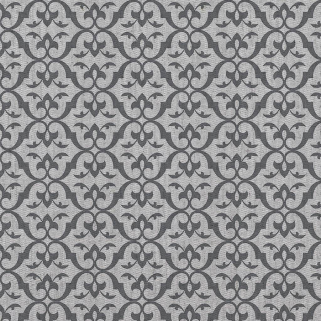 Grey Patterned Linen Curtain Fabric - Brita Ash - Natural base fabric.