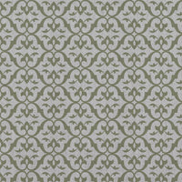 Green Patterned Linen Curtain Fabric - Brita Olive - Natural base fabric.