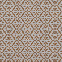 Orange Patterned Linen Curtain Fabric - Brita Tangerine - Natural base fabric.