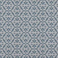 Blue Patterned Linen Curtain Fabric - Brita True Blue - Natural base fabric.