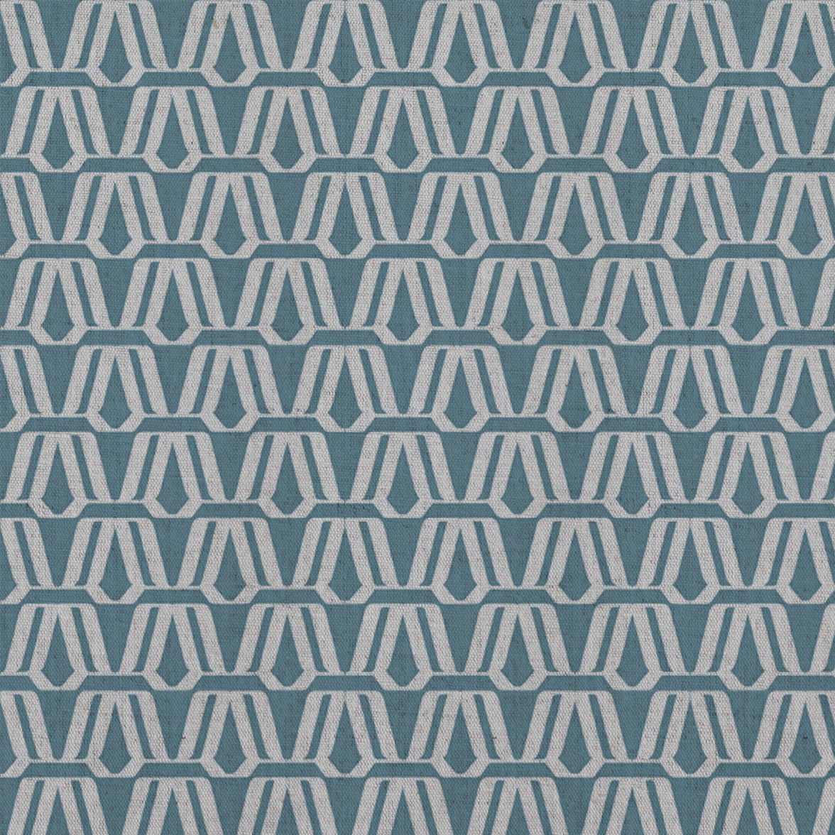 Elva Marine - Natural curtain fabric, Blue contemporary print