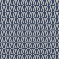 Blue Patterned Linen Curtain Fabric - Elva Night Blue - Natural base fabric.
